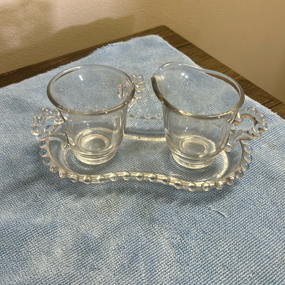Imperial Candlewick Creamer & Sugar with Tray